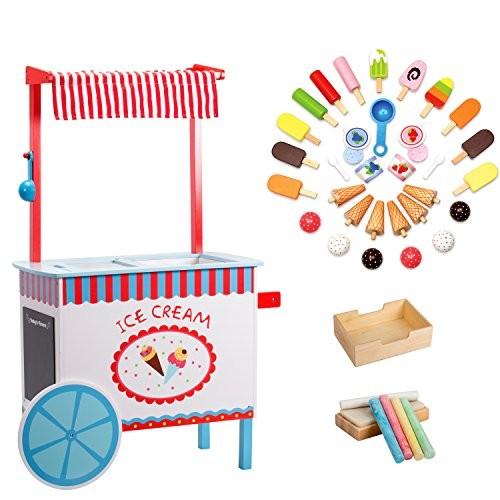 スヴァン Svan Ice Cream Cart by Real Wood Construction, with Money Box, Chalkboard, Chalk and Over