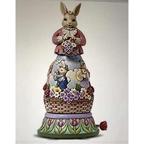 Jim Shore Easter Bunny Rotating Musical Figurine 10.75' H