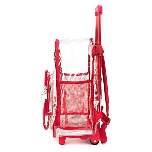 ケイクリフ K-Cliffs Rolling Clear Backpack Heavy Duty See Through Daypack School Bookbag with Wheeの画像