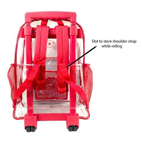 ケイクリフ K-Cliffs Rolling Clear Backpack Heavy Duty See Through Daypack School Bookbag with Wheeの画像