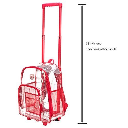 ケイクリフ K-Cliffs Rolling Clear Backpack Heavy Duty See Through Daypack School Bookbag with Wheeの画像