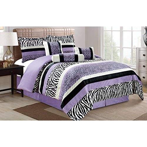 グランド リネン Grand Linen 4 Piece Rod Pocketed Light PURPLE Black White Zebra Leopard Micro Fur_1
