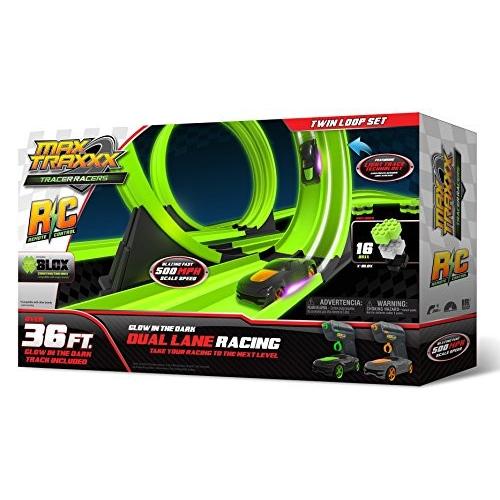 マックストラックス Max Traxxx R/C Tracer Racers High Speed Remote Control Twin Loop Track Set 0982