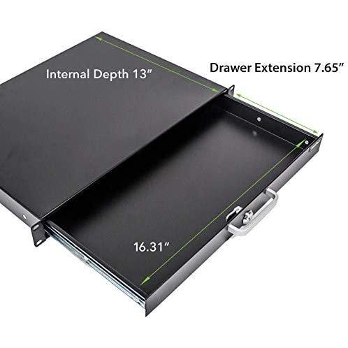 NavePoint ラックマウント引き出し 19インチサーバーキャビネットケース DJ用 ロックとキー付き 1U ブラ_1