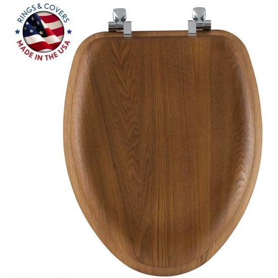 Bemis Elongated Toilet Seat Elongated Oak Chrome Hinges by Ace Trading-Bemis 2_1