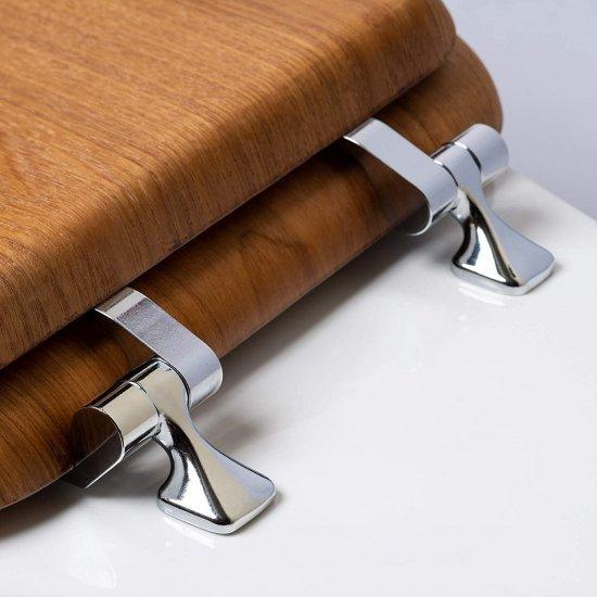 Bemis Elongated Toilet Seat Elongated Oak Chrome Hinges by Ace Trading-Bemis 2_4