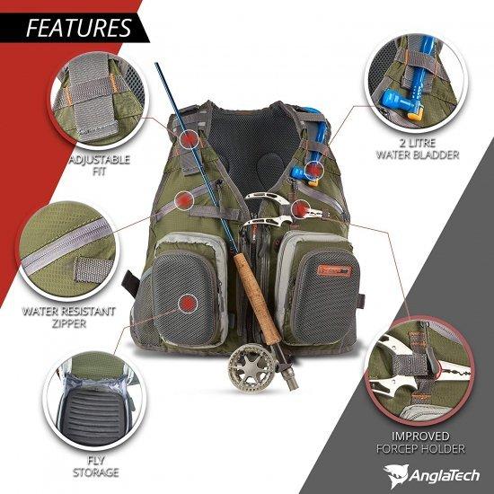 Anglatech フライフィッシング用リュックベスト タックルギア、アクセサリー収納用チェストパック ウォー Anglatech フライフィッシング用リュックベスト タックルギア アクセサリー収納用チェストパック ウォー