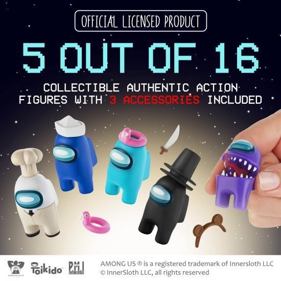 P.M.I. Among Us クルーメイトフィギュア | 1パックに16個のコレクター
