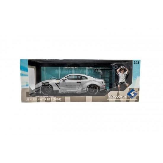 ソリド 1/18 日産 GT-R R35 リバティーウォーク グレー 加藤氏フィギア
