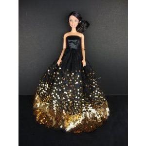 The Most Amazing Black Dress with Lots of Gold Sequins Made to Fit the Barbie Doll