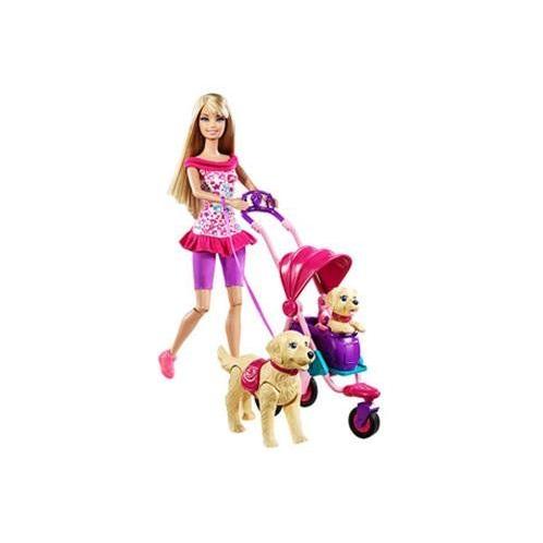バービー人形　Barbie Strollin' Pups Set　