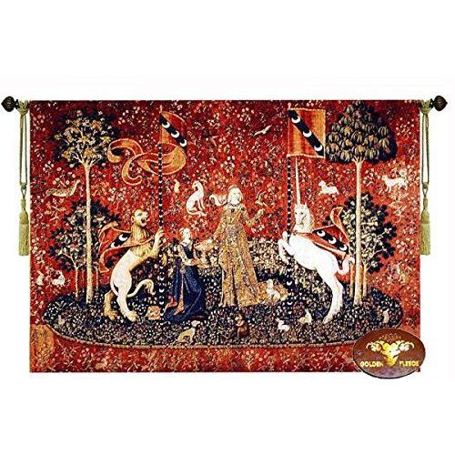 味覚/貴婦人と一角獣 中世アートジャガード織 タペストリー : ワールド