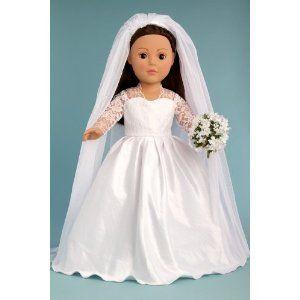 Princess Kate Royal Wedding Dress with White Leather Shoes and Tulle Veil; fits 18 inch American Gの画像