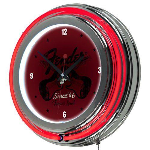 Fender Top Hat Hot Rod Wall Clock Double Neon Ring ダブルネオンリング　おしゃれ　ウォールクロック