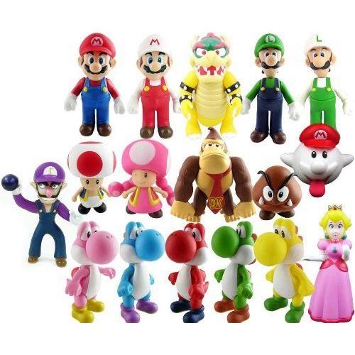 Super Mario 百貨店マリオ Bros PVC Figure Collectors Set of 17 図形 あやつり人形 手あそび フィギュア-フィギュア本体-ゲーム、おもちゃ