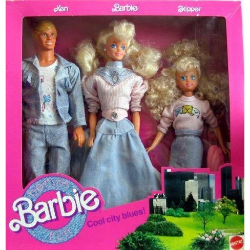 Barbie(バービー) Denim Fun Set Cool City Blues! w Ken, Barbie(バービー) \u0026 Skipper Dolls (1989) ド