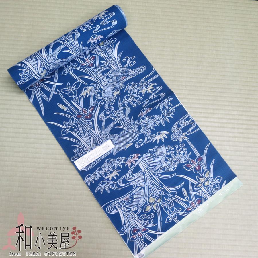 浴衣反物 三勝染 藍色に草花柄 巾38cm 綿100％ 日本製 - 通販 - www