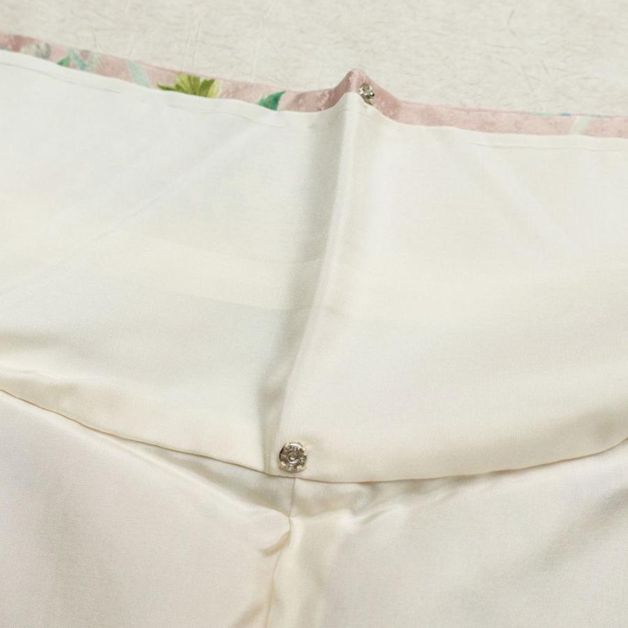中古 小紋 総柄 正絹 花柄 袷仕立て 身丈164cm 裄丈66.5cm 金彩 ピンク_15