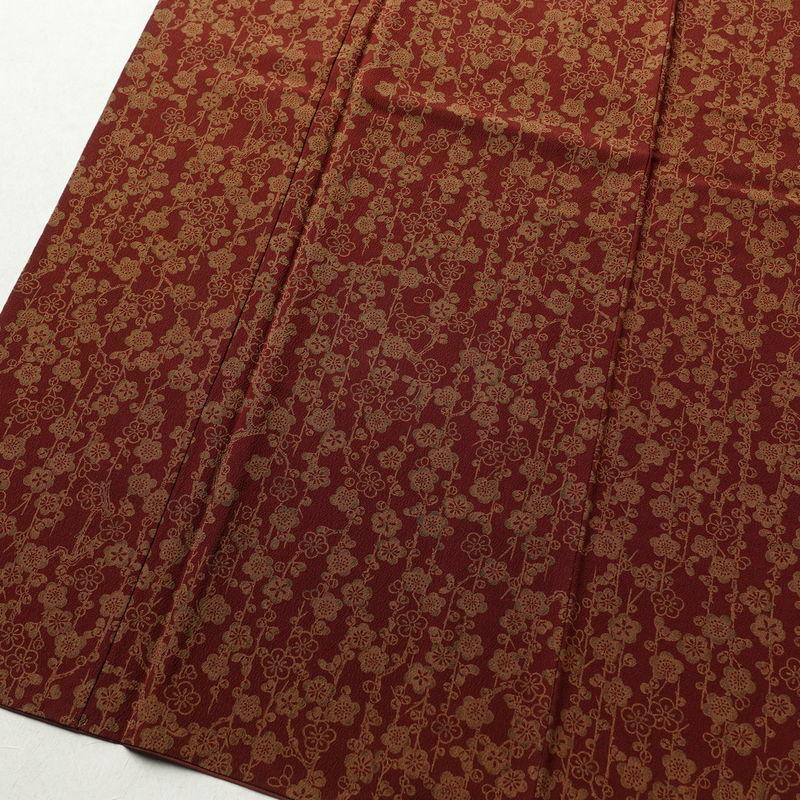 中古 小紋 縮緬 総柄 ポリエステル 花柄 袷仕立て 身丈157.5cm 裄丈63.5cm 小紋着物 小豆・エンジ_3