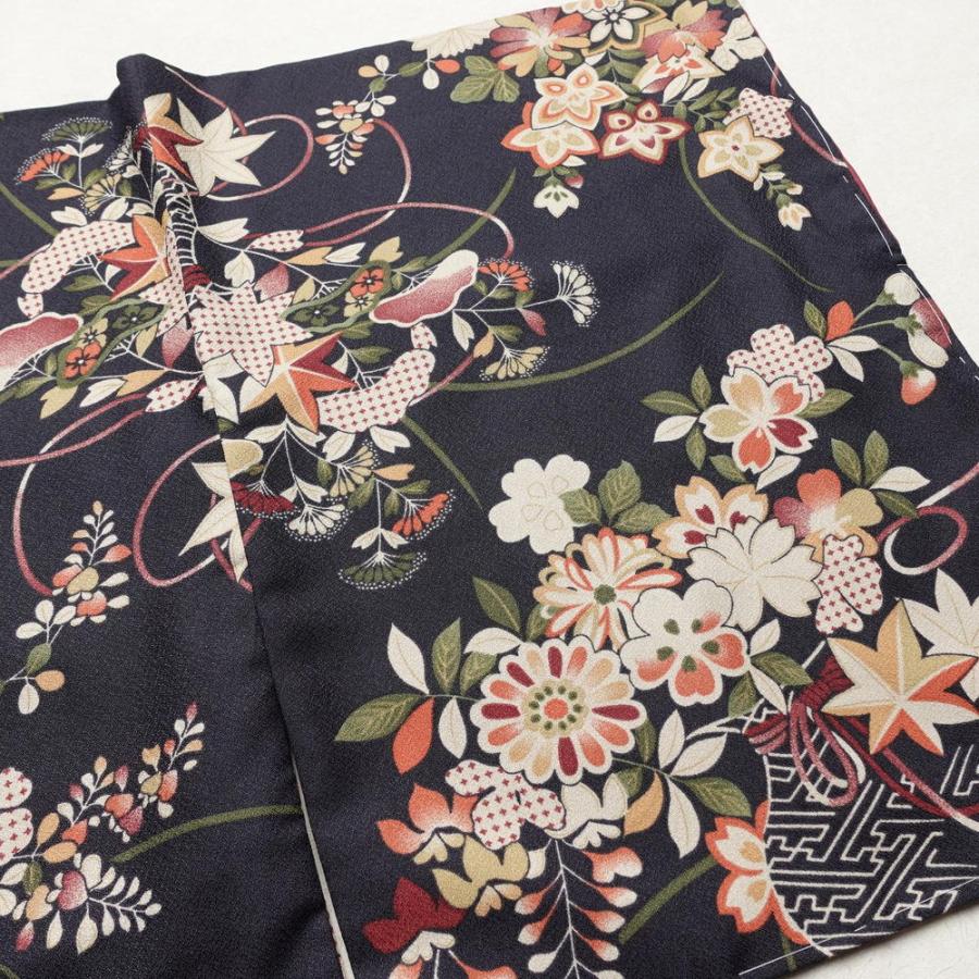 中古 小紋 美品 しつけ糸付き ポリエステル 花柄 袷仕立て 身丈167cm 