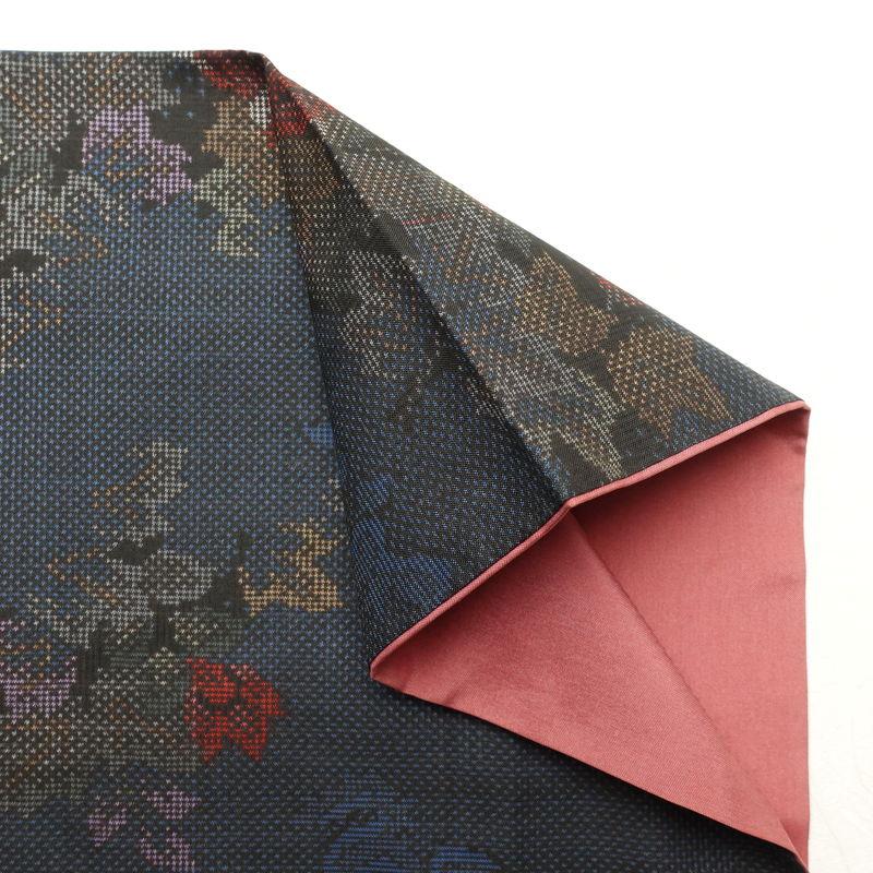 中古 紬 良品 正絹 紬着物 花柄 つむぎ 袷仕立て 青・紺 : 和ころも 