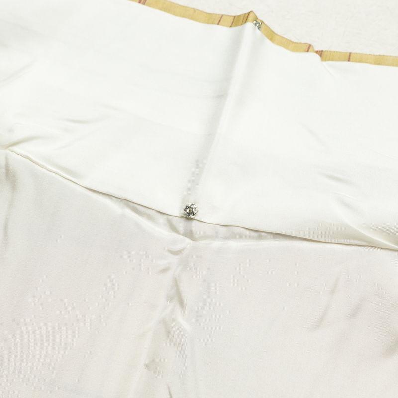 中古 紬 良品 しつけ糸付き 正絹 チェック・格子柄 袷仕立て 身丈174cm 裄丈69.5cm 紬着物 黄・黄土色_17
