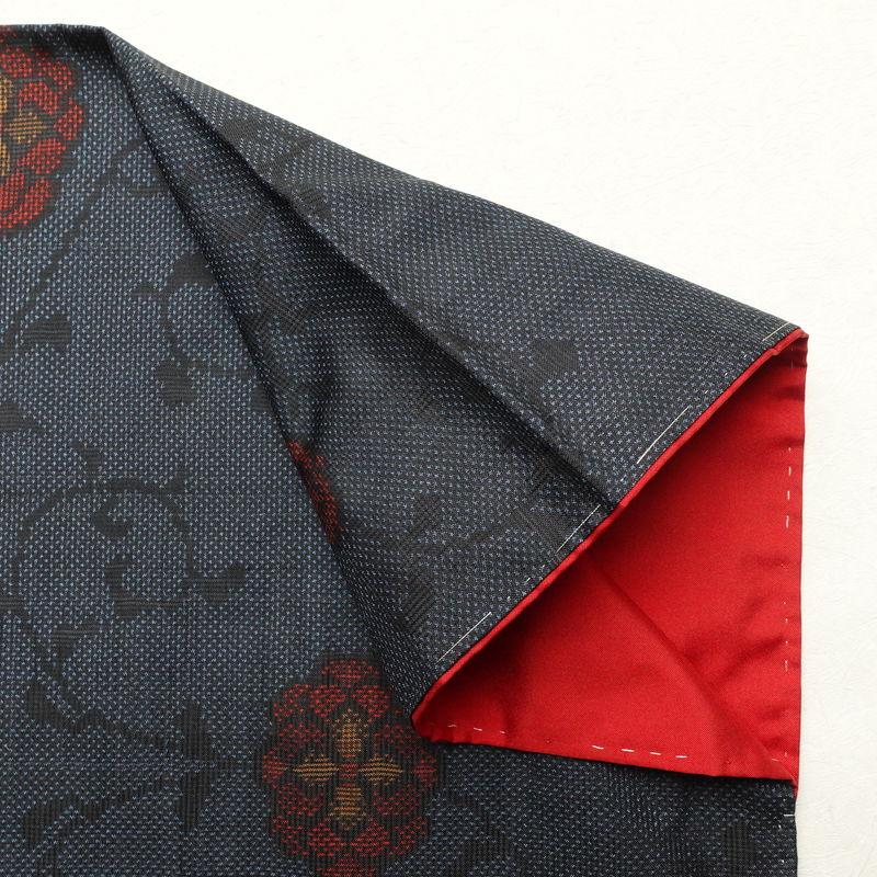 中古 大島紬 良品 証紙あり しつけ糸付き 正絹 花柄 袷仕立て 青・紺