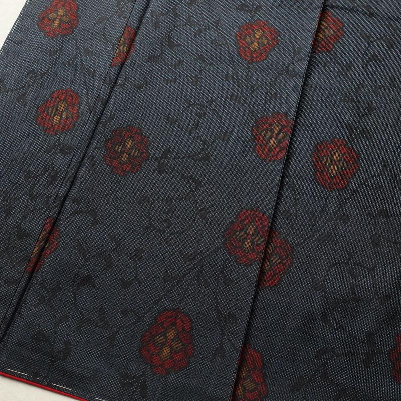 中古 大島紬 良品 証紙あり しつけ糸付き 正絹 花柄 袷仕立て 青・紺