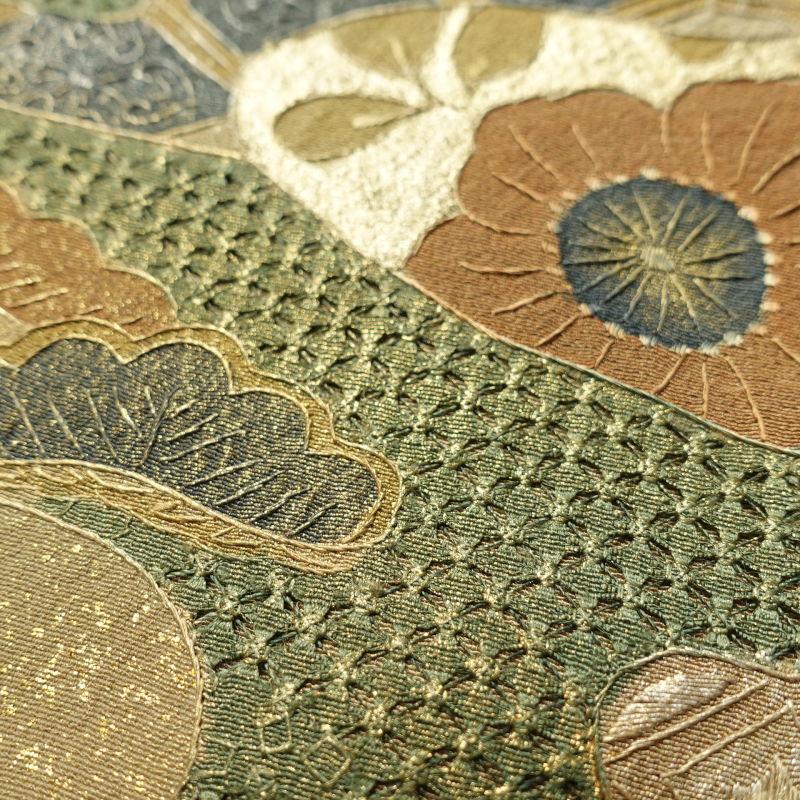 中古 訪問着 蘇州刺繍 証紙あり スワトウ刺繍 箔 共八掛 刺繍 良品 正絹