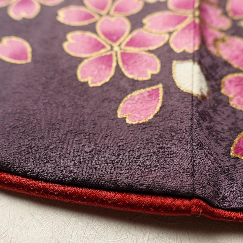 中古 訪問着 良品 金駒刺繍 金彩 正絹 花柄 桜 袷仕立て 紫・藤色 : 和