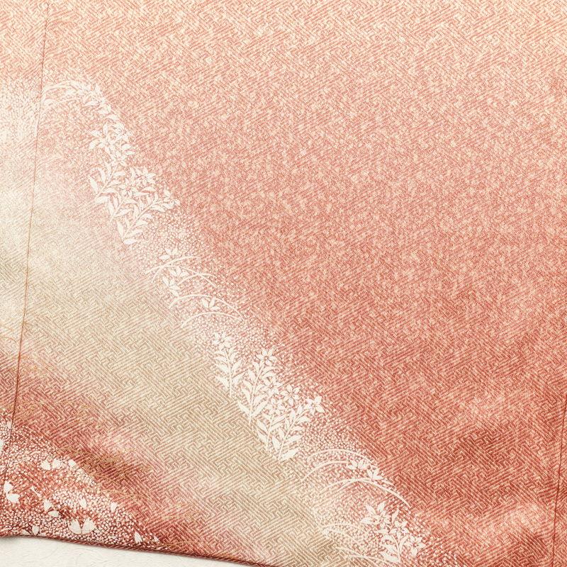 中古 訪問着 良品 正絹 刺繍 金彩 古典柄 袷仕立て 橙_16