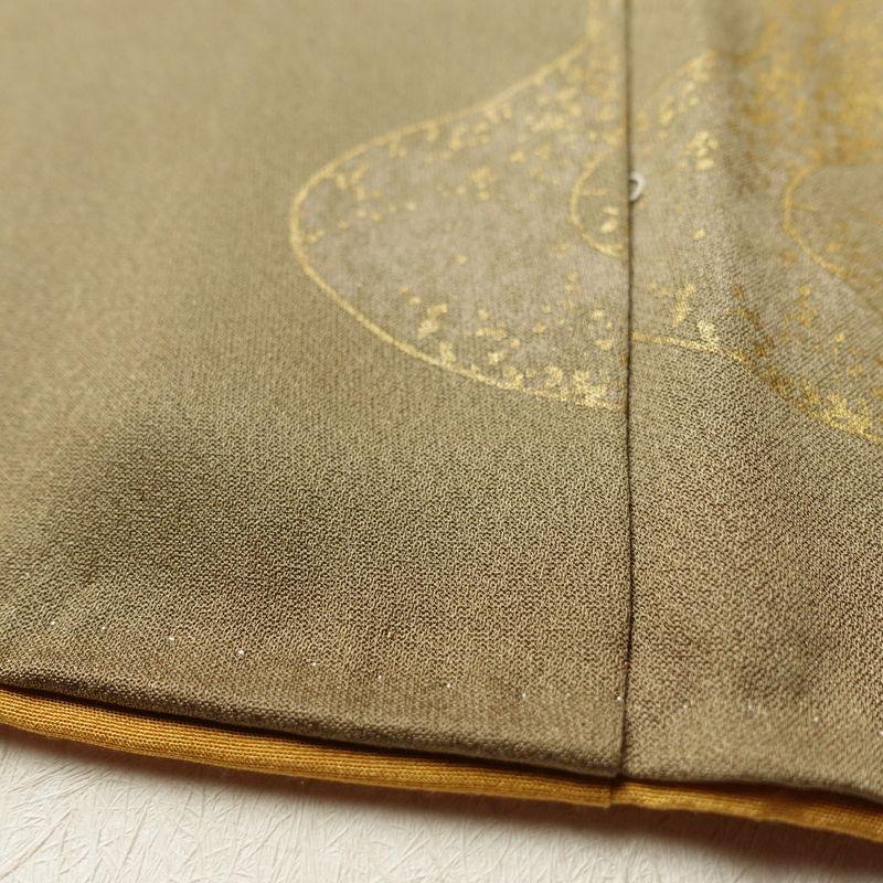中古 訪問着 正絹 金彩 銀駒刺繍 古典柄 刺繍 袷仕立て 茶_13