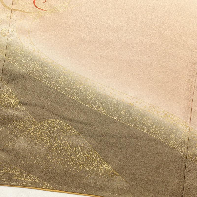 中古 訪問着 正絹 金彩 銀駒刺繍 古典柄 刺繍 袷仕立て 茶_16