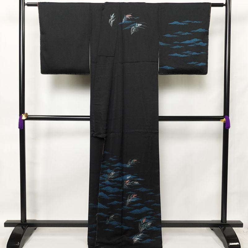 中古 訪問着 良品 しつけ糸付き 正絹 木の葉・植物柄 袷仕立て 身丈 