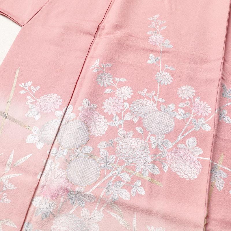中古 訪問着 正絹 木の葉・植物柄 袷仕立て 身丈156cm 裄丈64.5cm 箔 