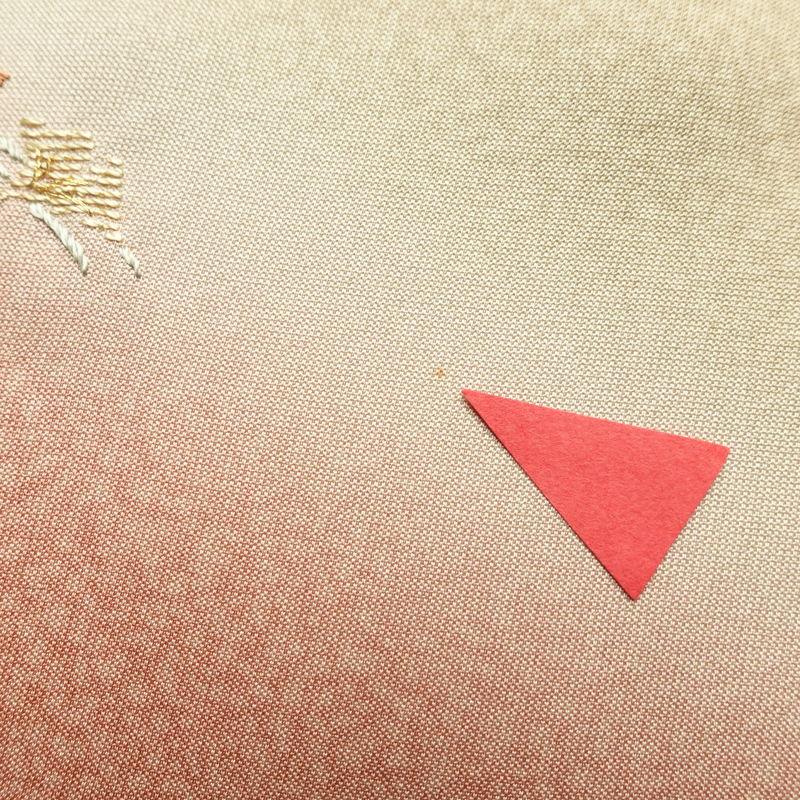 中古 付け下げ 良品 天目染 共八掛 正絹 刺繍 金彩 花柄 袷仕立て 緑