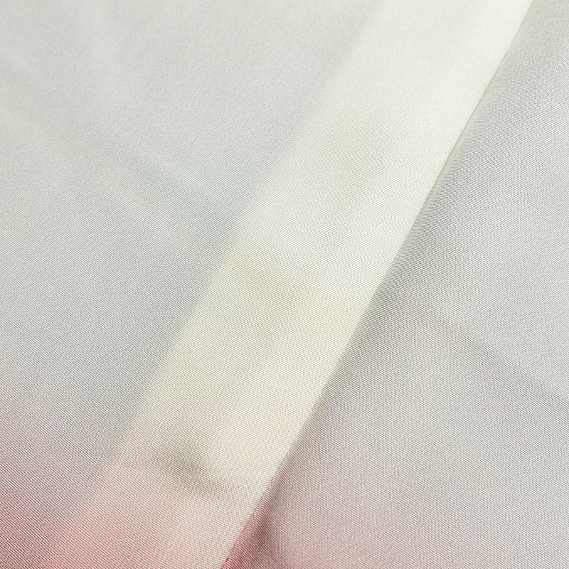 中古 付け下げ しつけ糸付き 正絹 花柄 袷仕立て 身丈158.5cm 裄丈66cm 附下 着物 紫・藤色_18