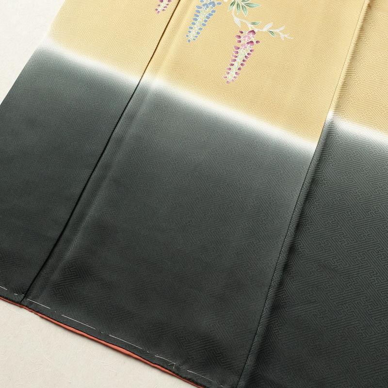 中古 付け下げ しつけ糸付き 綸子 正絹 袷仕立て 身丈171cm 裄丈65.5cm