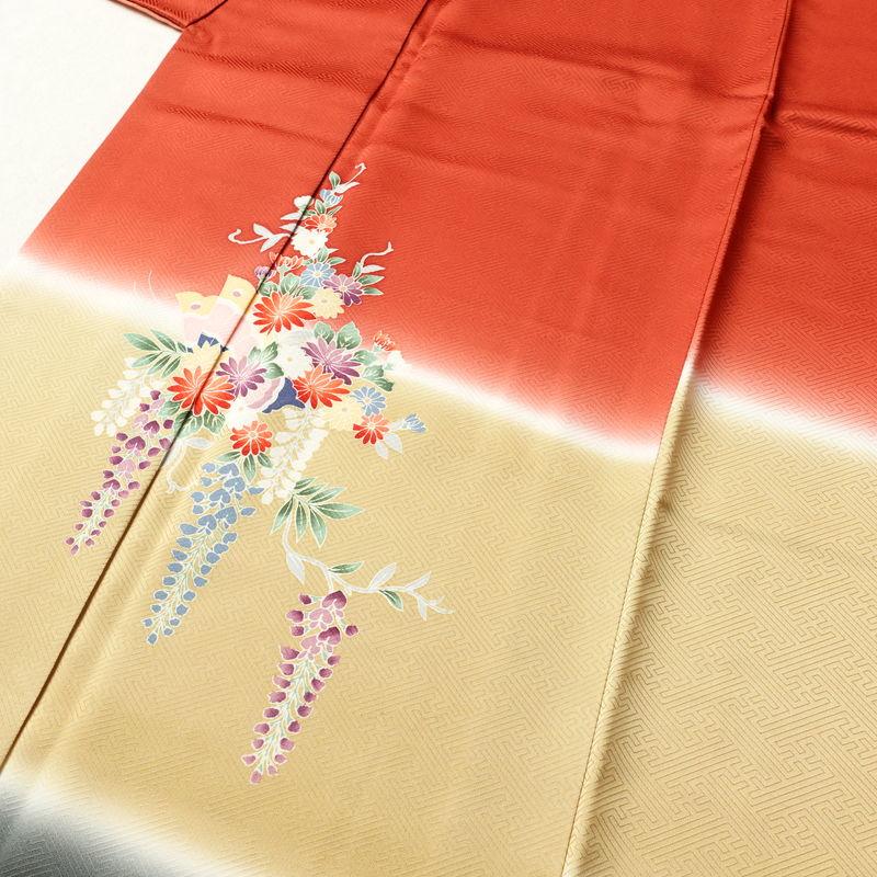 中古 付け下げ しつけ糸付き 綸子 正絹 袷仕立て 身丈171cm 裄丈65.5cm