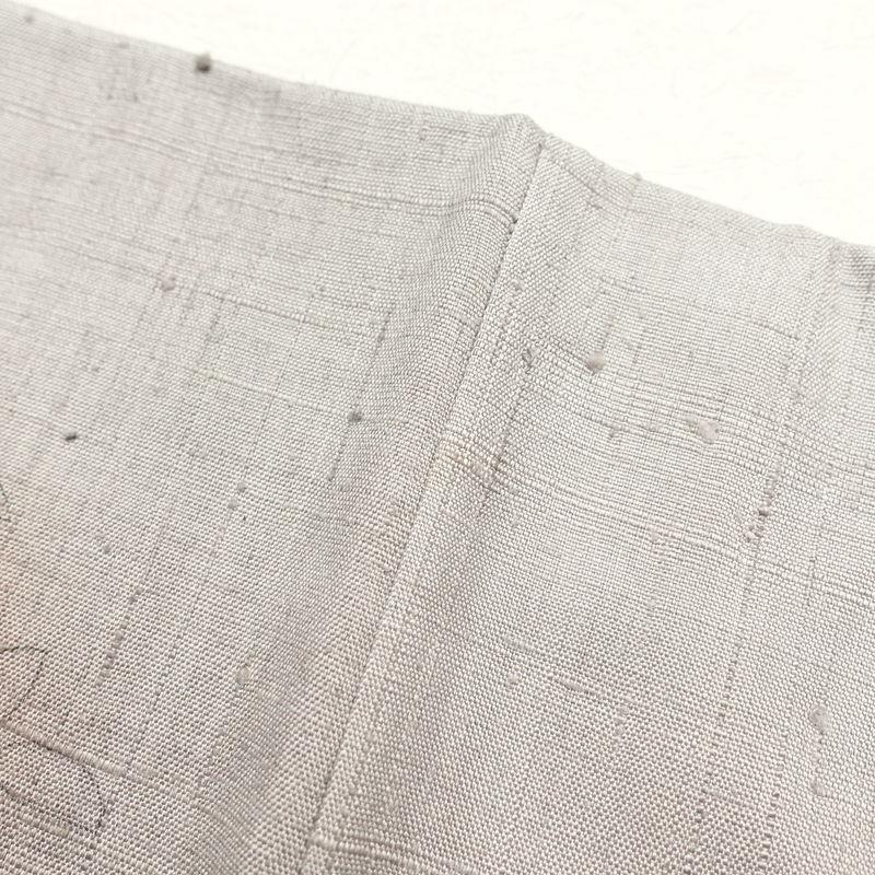 中古 付け下げ 良品 紬地 しつけ糸付き 正絹 花柄 袷仕立て 身丈149cm 裄丈64cm 紬生地 附下 着物 グレー_13