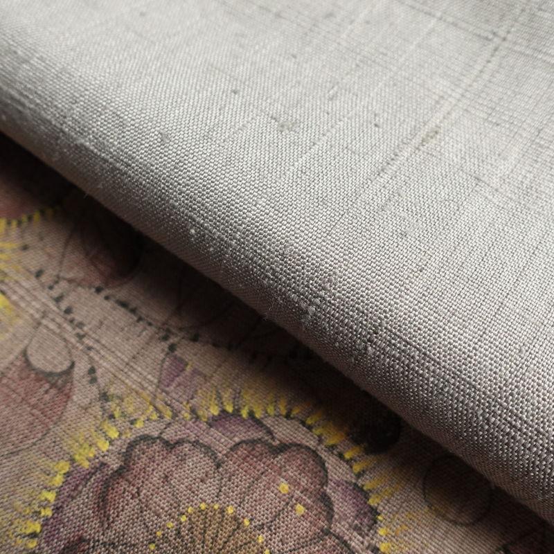 中古 付け下げ 良品 紬地 しつけ糸付き 正絹 花柄 袷仕立て 身丈149cm 裄丈64cm 紬生地 附下 着物 グレー_19