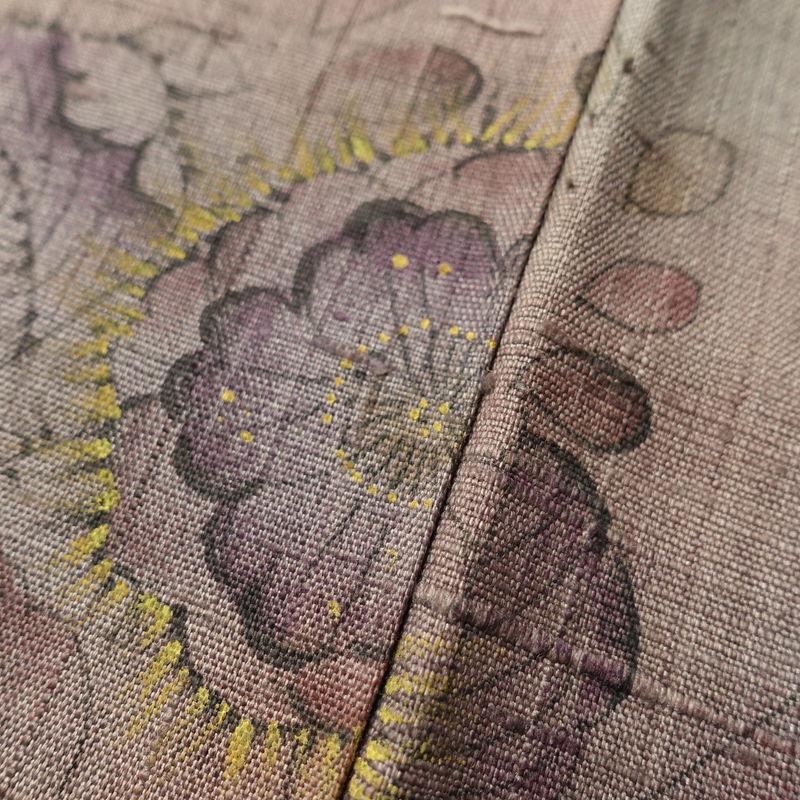 中古 付け下げ 良品 紬地 しつけ糸付き 正絹 花柄 袷仕立て 身丈149cm