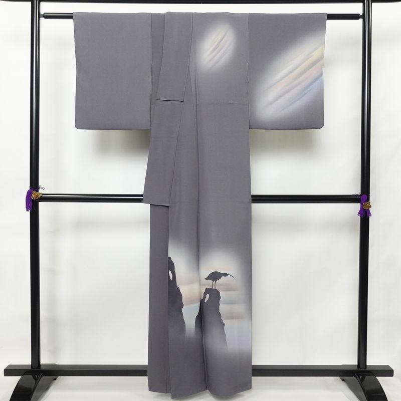 付け下げ♦︎袷♦︎正絹♦︎グレーの霞下に古典柄♦︎未