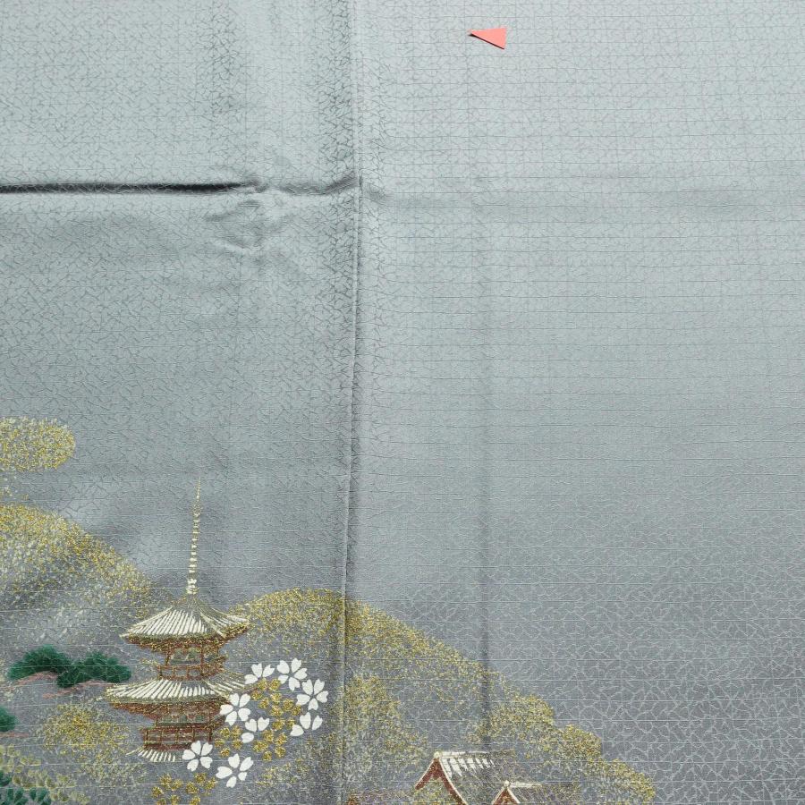 正絹【風景模様】付け下げ訪問着 仕付け糸付き袷A-2116 リサイクル着物】訪問着 正絹 Sランク 袷 身丈166.5cm 裄丈69cm 裏色