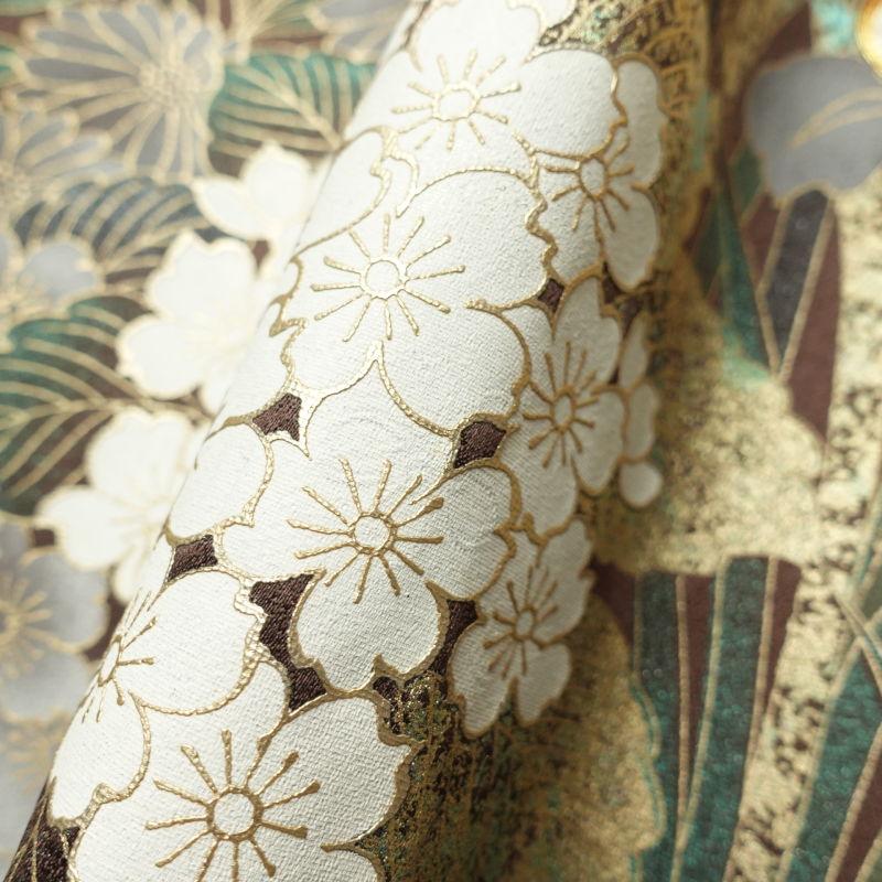 振袖 正絹 金駒刺繍 箔 蝶 花柄 袷仕立て 身丈175cm 裄丈68cm 黄・黄土