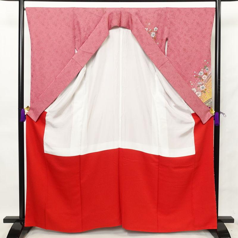 中古 振袖 辻が花 絞り 正絹 花柄 袷仕立て 身丈163.5cm 裄丈67.5cm