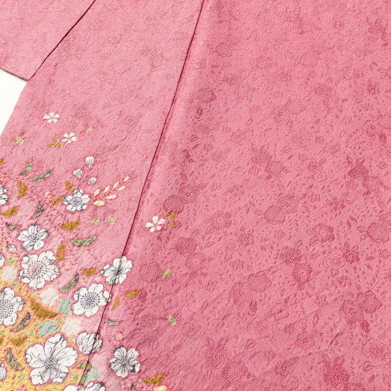中古 振袖 辻が花 絞り 正絹 花柄 袷仕立て 身丈163.5cm 裄丈67.5cm