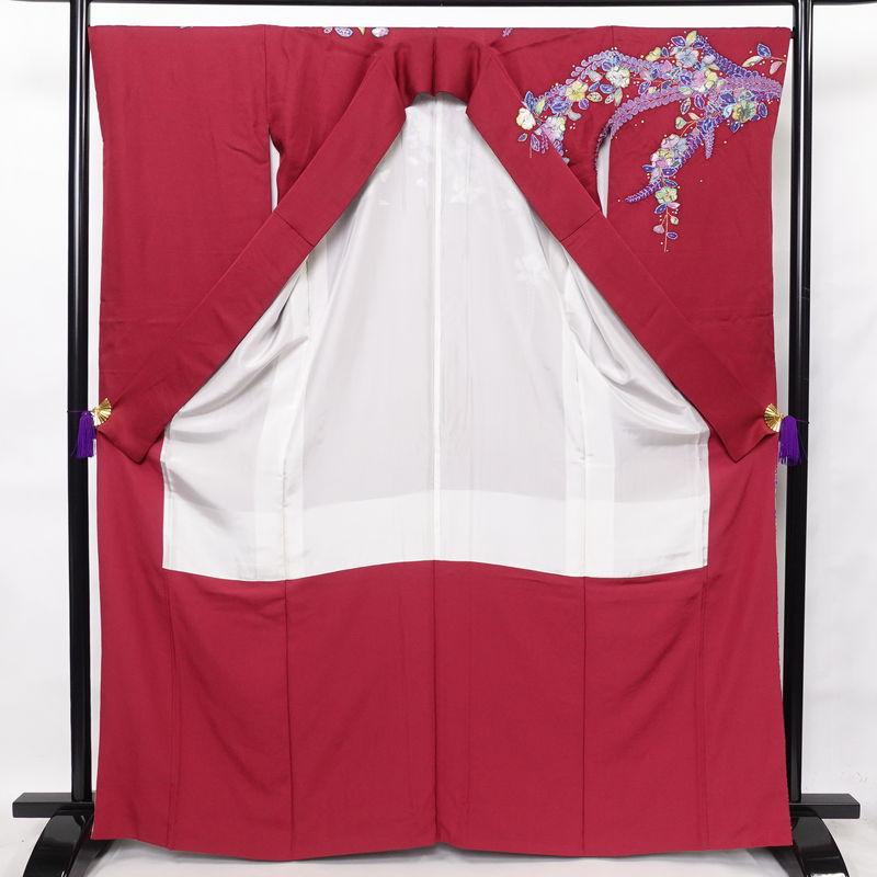 中古 振袖 辻が花 作家物 孝美 落款入り 良品 絞り 正絹 花柄 袷仕立て