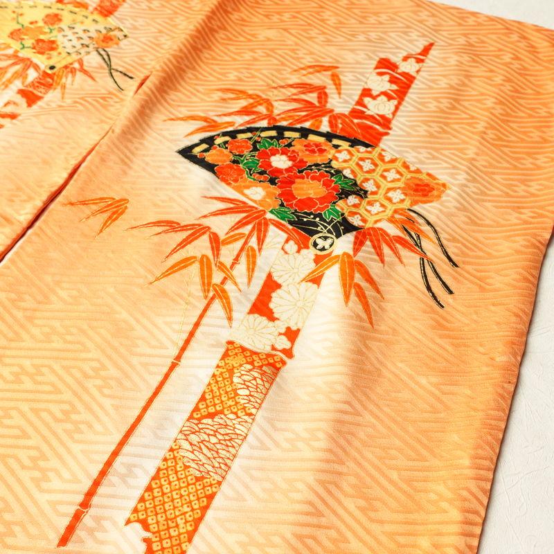 中古 振袖 良品 金駒刺繍 綸子 正絹 古典柄 袷仕立て 身丈158.5cm 裄丈 