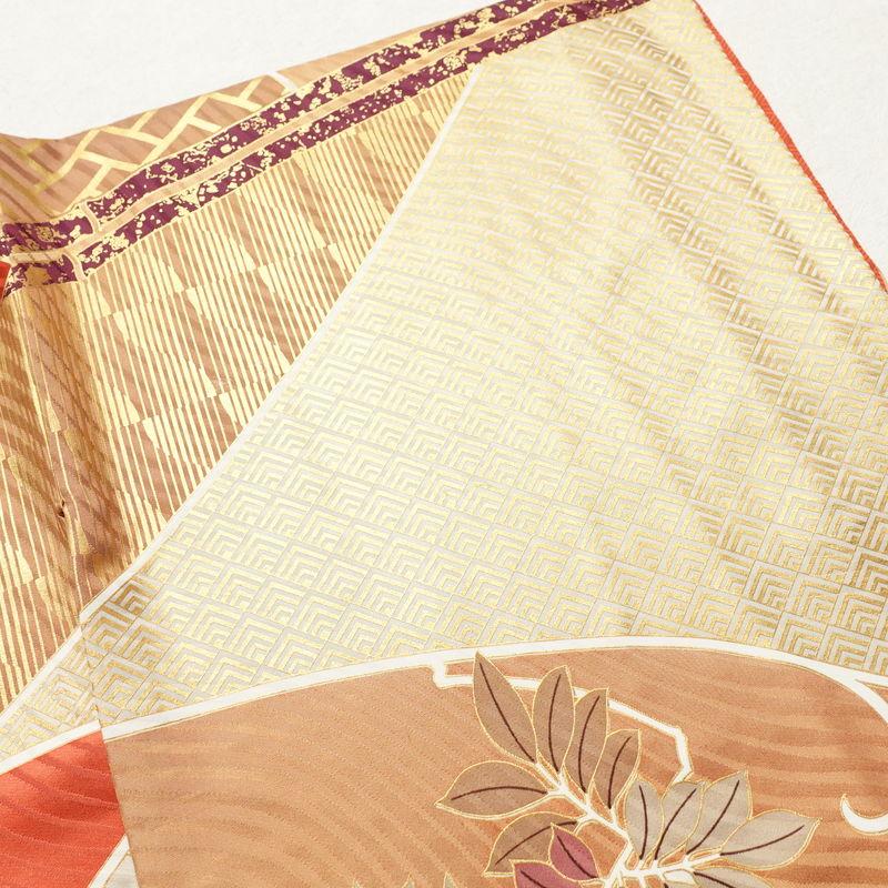 中古 振袖 正絹 蝶 古典柄 袷仕立て 身丈166cm 裄丈67cm 箔 金彩 成人